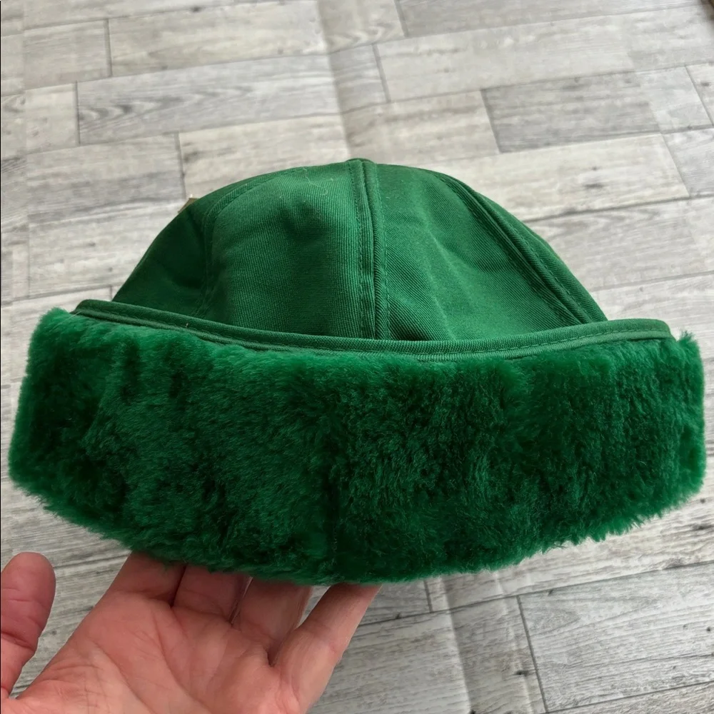 Vintage Pioneer Cap Green Seed Corn Hat Fur lined‎ Ear Flaps NWT RARE USA Farm
